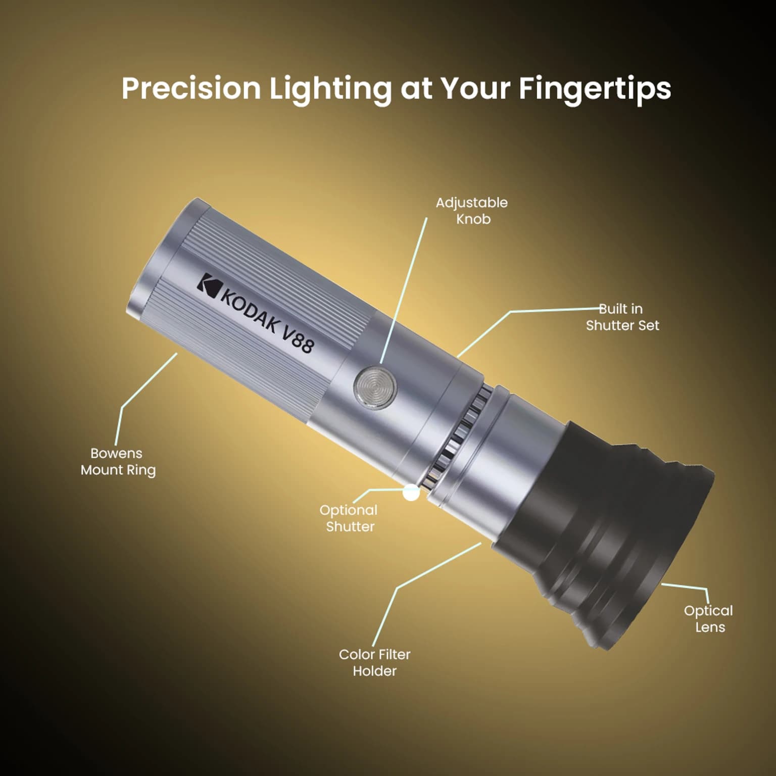 Kodak V88 LED Spotlight Light | 25W High CRI >95 | 4 Color Effect Modes|Rechargeable, 1800 lx Camera LED Light — image 1