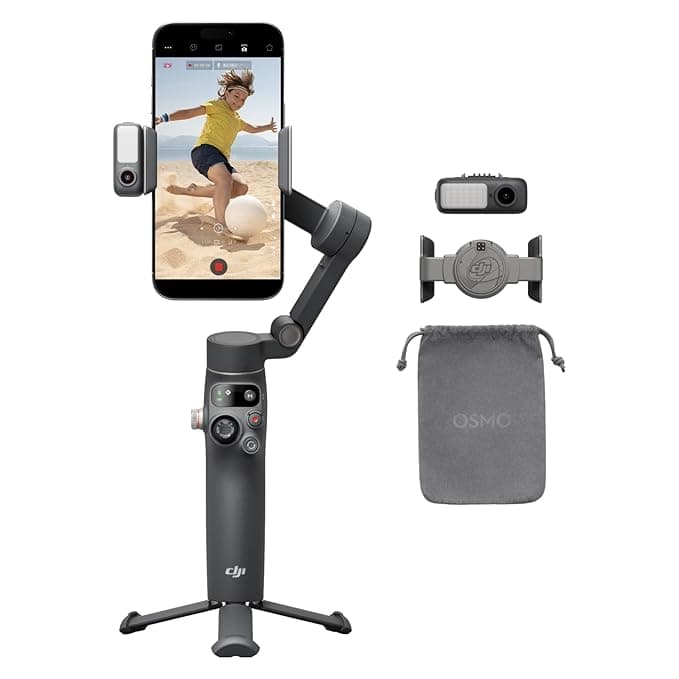 DJI Osmo Mobile 7P Gimbal Stabilizer For Iphone,Android,Native Tracking,Lighting,3-Axis Phone Gimbal,One-Tap Edit,Built-In Extension Rod & Tripod,Phone Charging,Vlogging Stabilizer Youtube Video,Black — image 1
