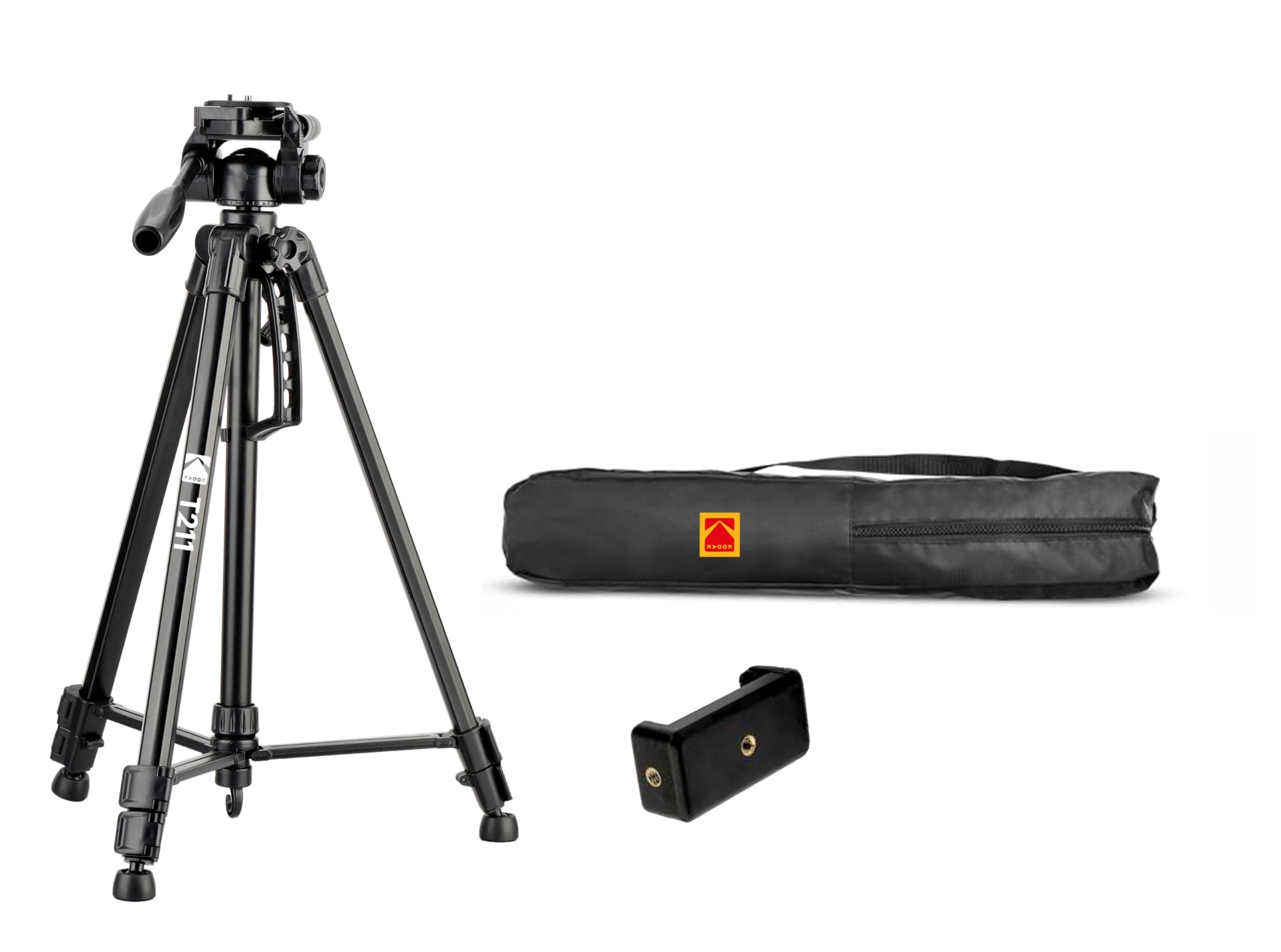 Kodak T211 Tripod for DSLR, Camera with Operating Height 5.1 Feet | Maximum Load Capacity up to 5kg| Portable and Lightweight| Aluminum Tripod with 360 Degree Ball Head| Carry Bag Included (Black) — image 1